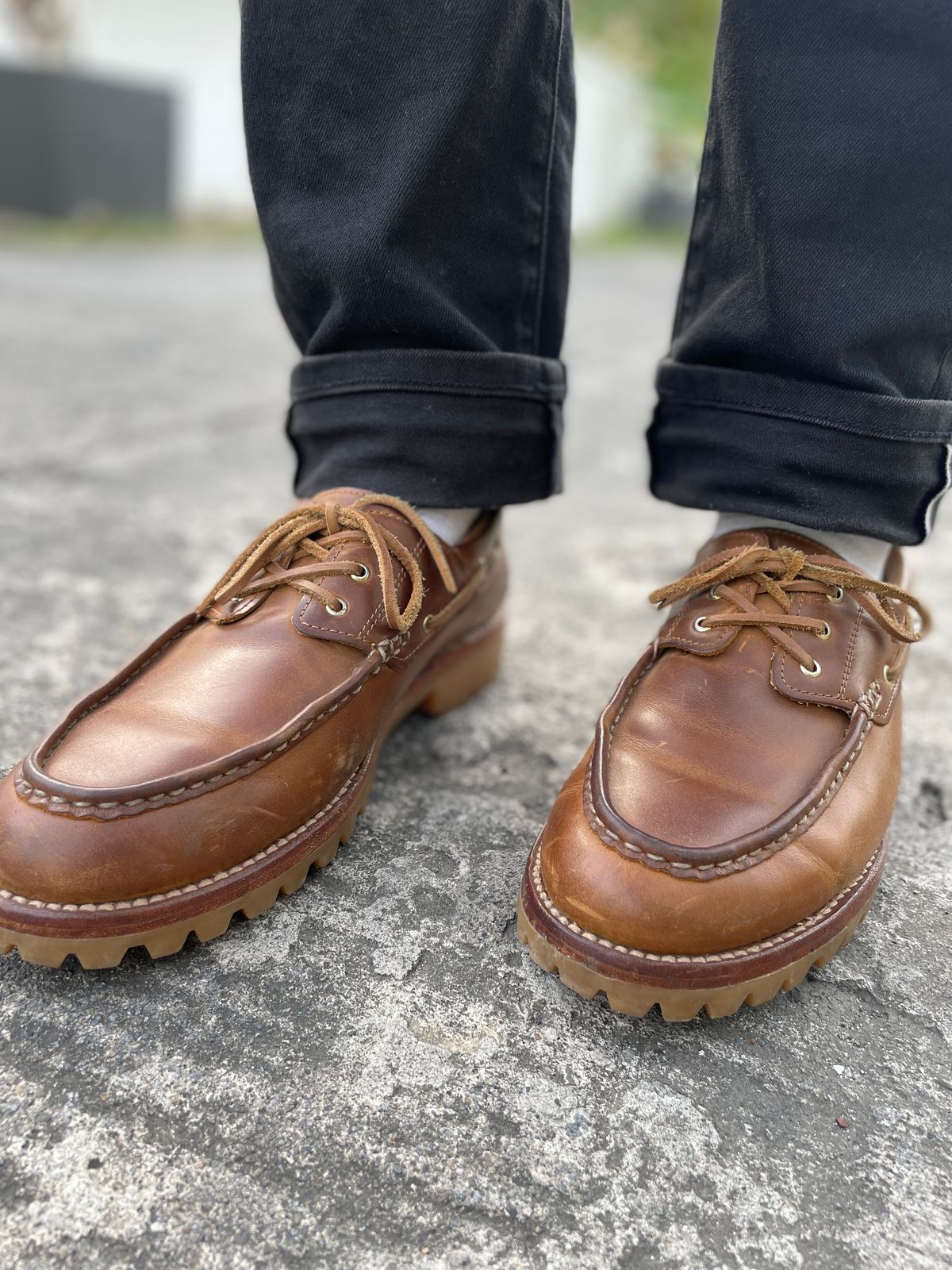 Photo by thedrunkdunker on January 20, 2025 of the Rhodes Tahoe Boat Shoe in Unknown Leather.