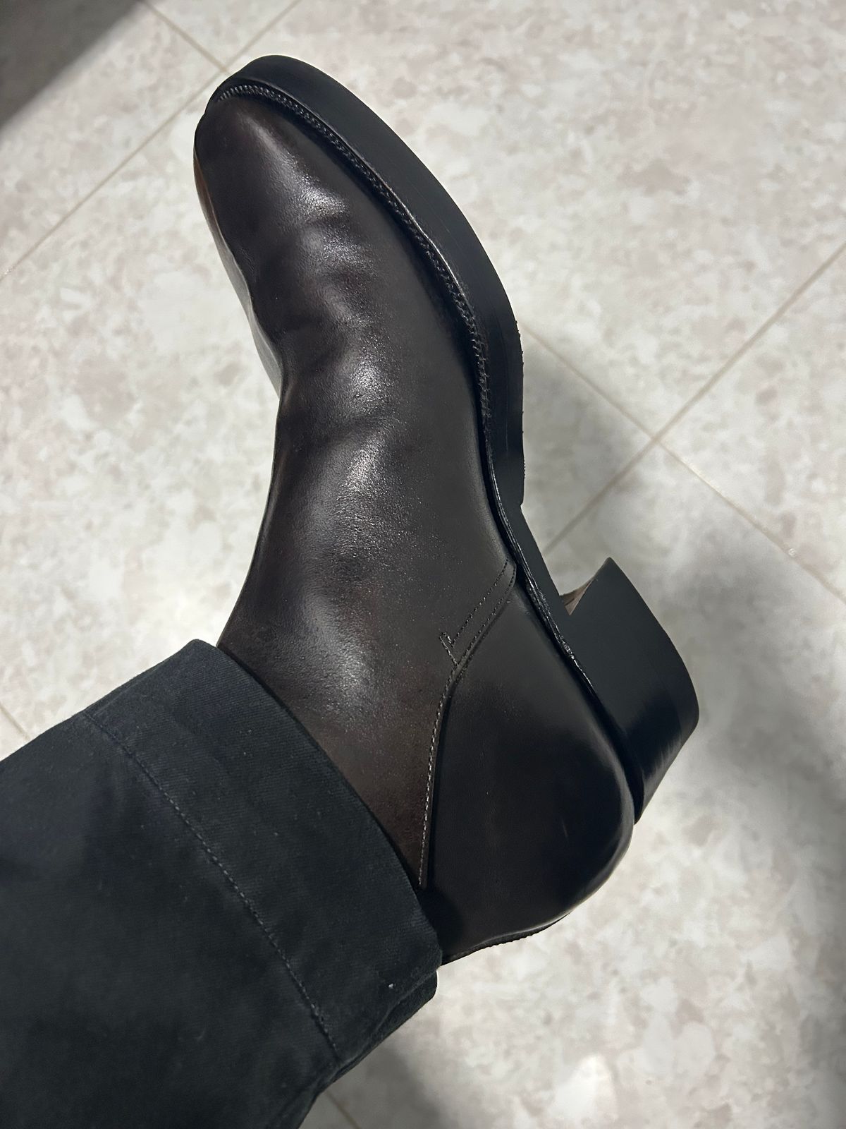 Photo by Patrick_Kwon on October 22, 2025 of the Clinch Jodhpur Boots in Black-Overdyed Horsebutt.