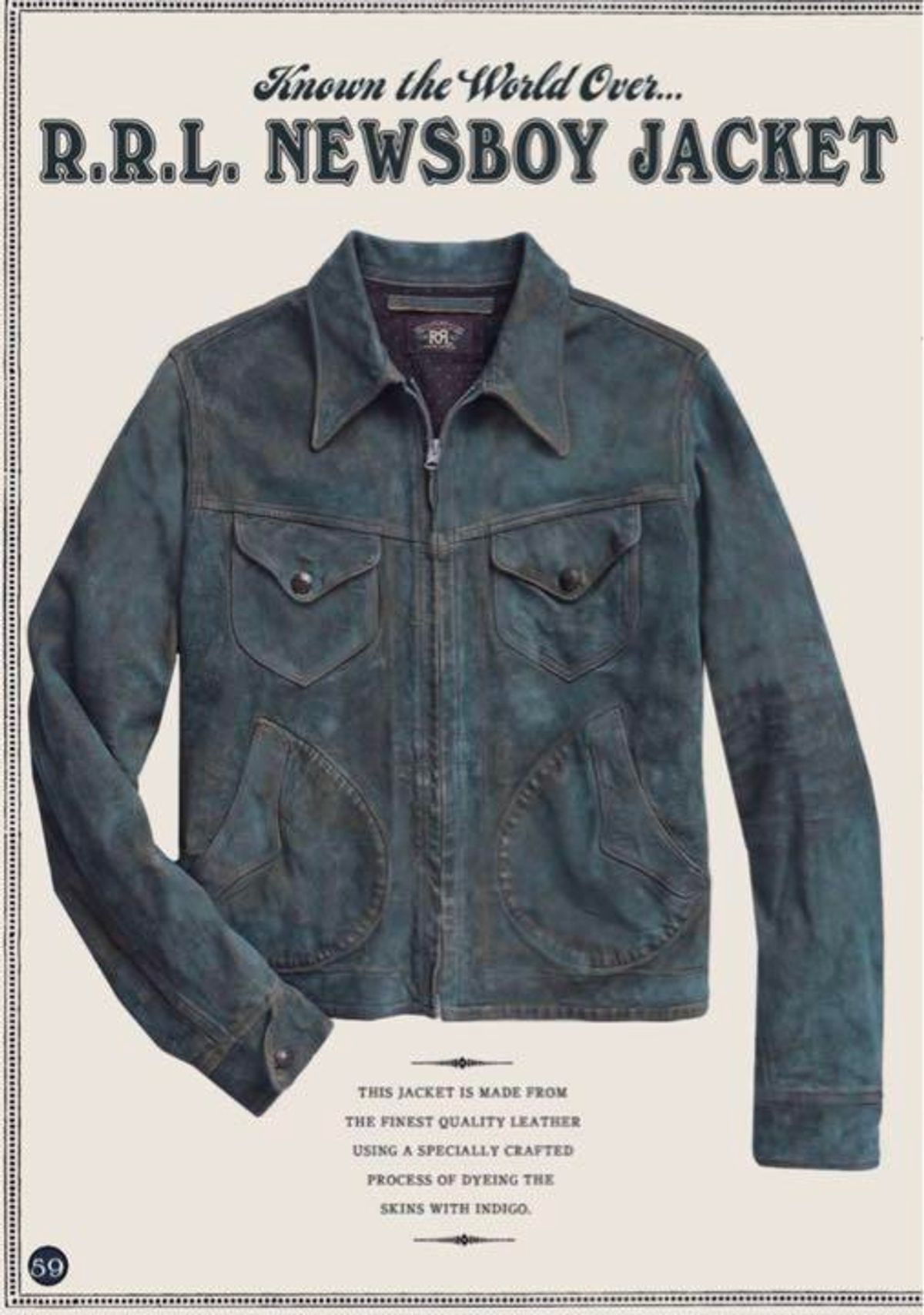 Photo by Patrick_Kwon on May 20, 2025 of the RRL Indigo Dyed Sheepskin Leather Jacket in Sheep Skin.