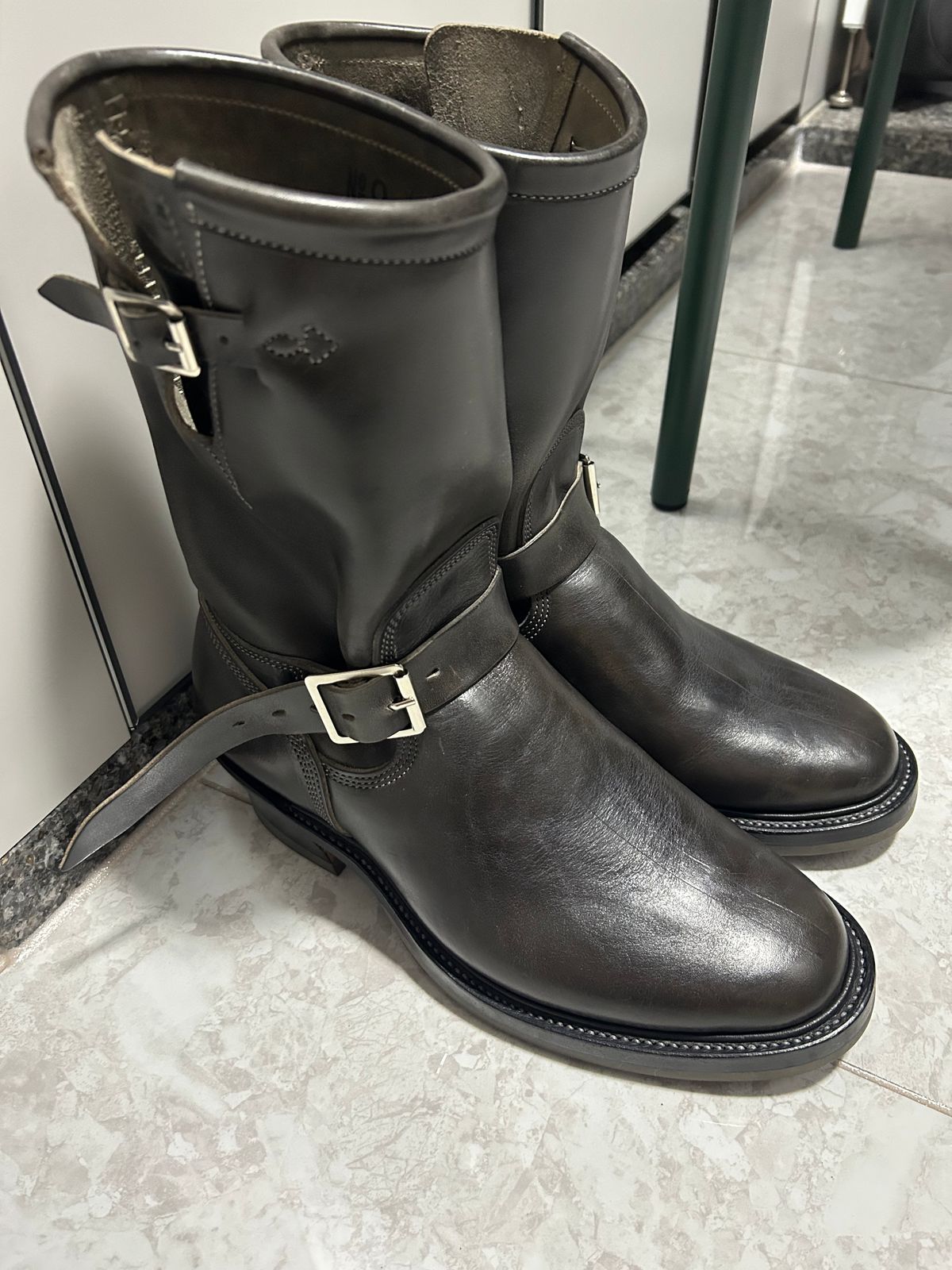 Photo by Patrick_Kwon on April 3, 2026 of the Role Club Engineer Boots in Grey Maryam Italy Horsebutt.