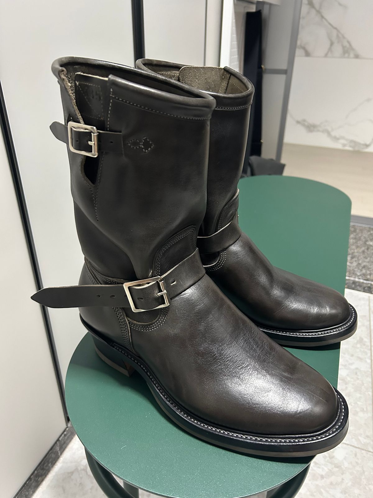 Photo by Patrick_Kwon on April 6, 2026 of the Role Club Engineer Boots in Grey Maryam Italy Horsebutt.