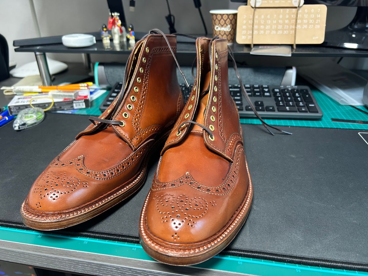 Photo by Patrick_Kwon on August 28, 2024 of the Alden Wingtip Boot in Horween Amaretto Shell Cordovan.