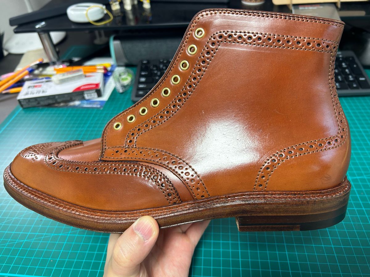 Photo by Patrick_Kwon on August 28, 2024 of the Alden Wingtip Boot in Horween Amaretto Shell Cordovan.