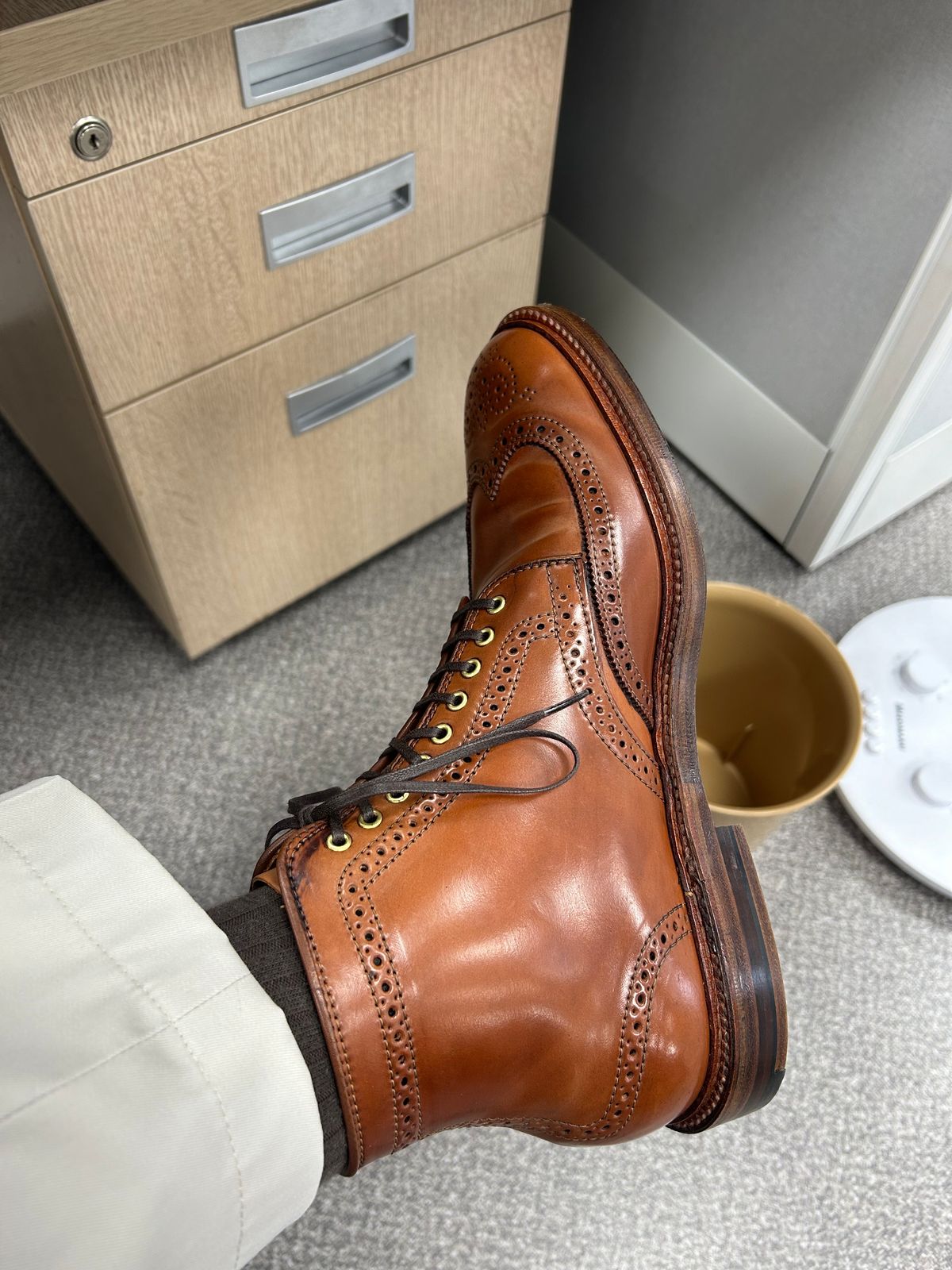 Photo by Patrick_Kwon on September 9, 2024 of the Alden Wingtip Boot in Horween Amaretto Shell Cordovan.