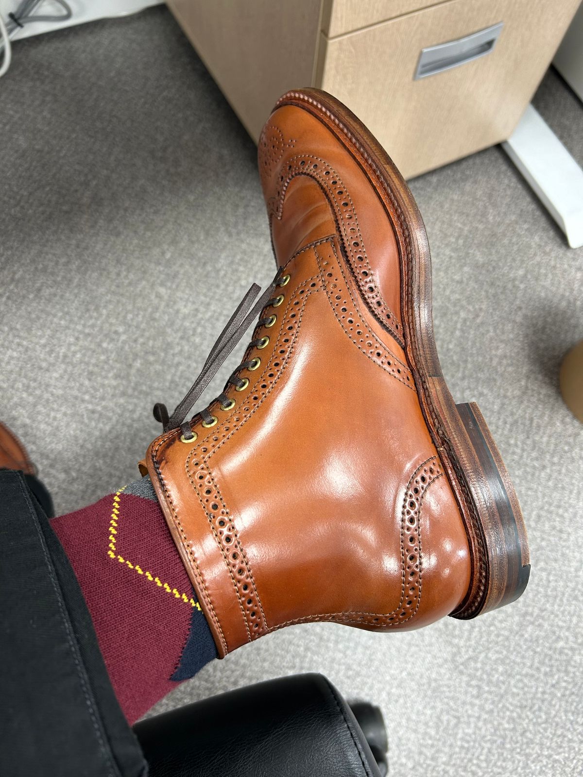 Photo by Patrick_Kwon on October 1, 2024 of the Alden Wingtip Boot in Horween Amaretto Shell Cordovan.