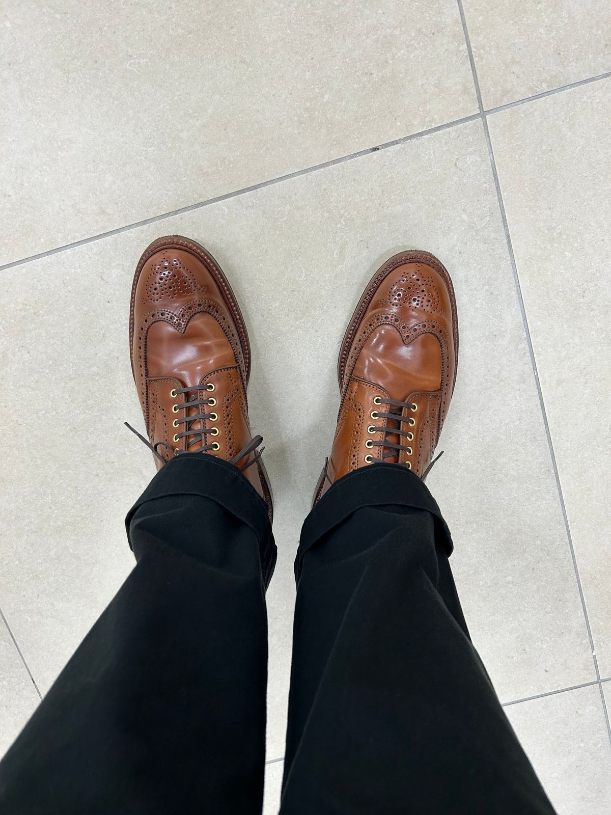 Photo by Patrick_Kwon on October 1, 2024 of the Alden Wingtip Boot in Horween Amaretto Shell Cordovan.