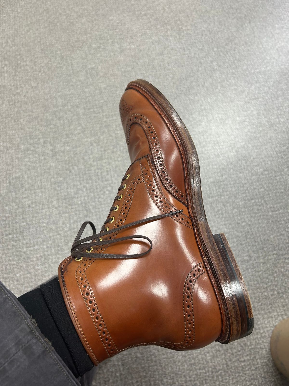 Photo by Patrick_Kwon on March 10, 2025 of the Alden Wingtip Boot in Horween Amaretto Shell Cordovan.