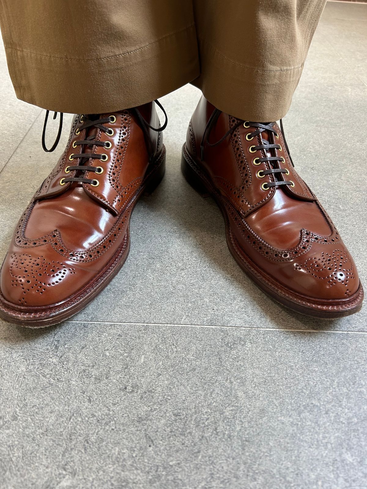 Photo by Patrick_Kwon on May 28, 2025 of the Alden Wingtip Boot in Horween Amaretto Shell Cordovan.