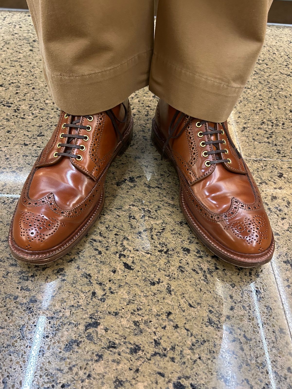 Photo by Patrick_Kwon on May 28, 2025 of the Alden Wingtip Boot in Horween Amaretto Shell Cordovan.