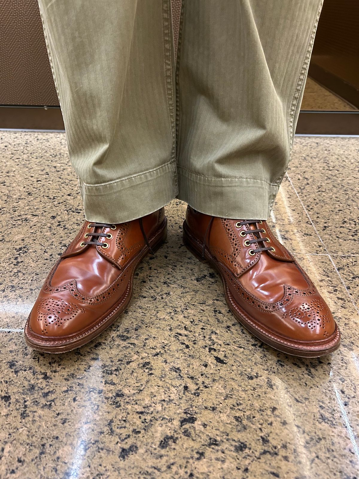 Photo by Patrick_Kwon on September 18, 2025 of the Alden Wingtip Boot in Horween Amaretto Shell Cordovan.
