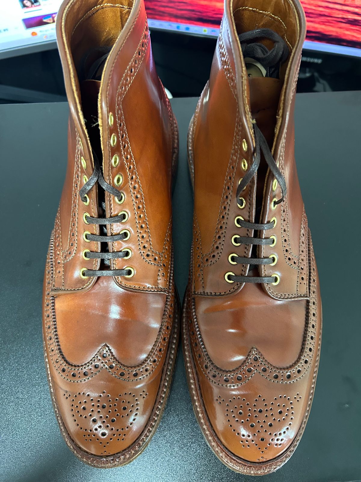 Photo by Patrick_Kwon on September 21, 2025 of the Alden Wingtip Boot in Horween Amaretto Shell Cordovan.