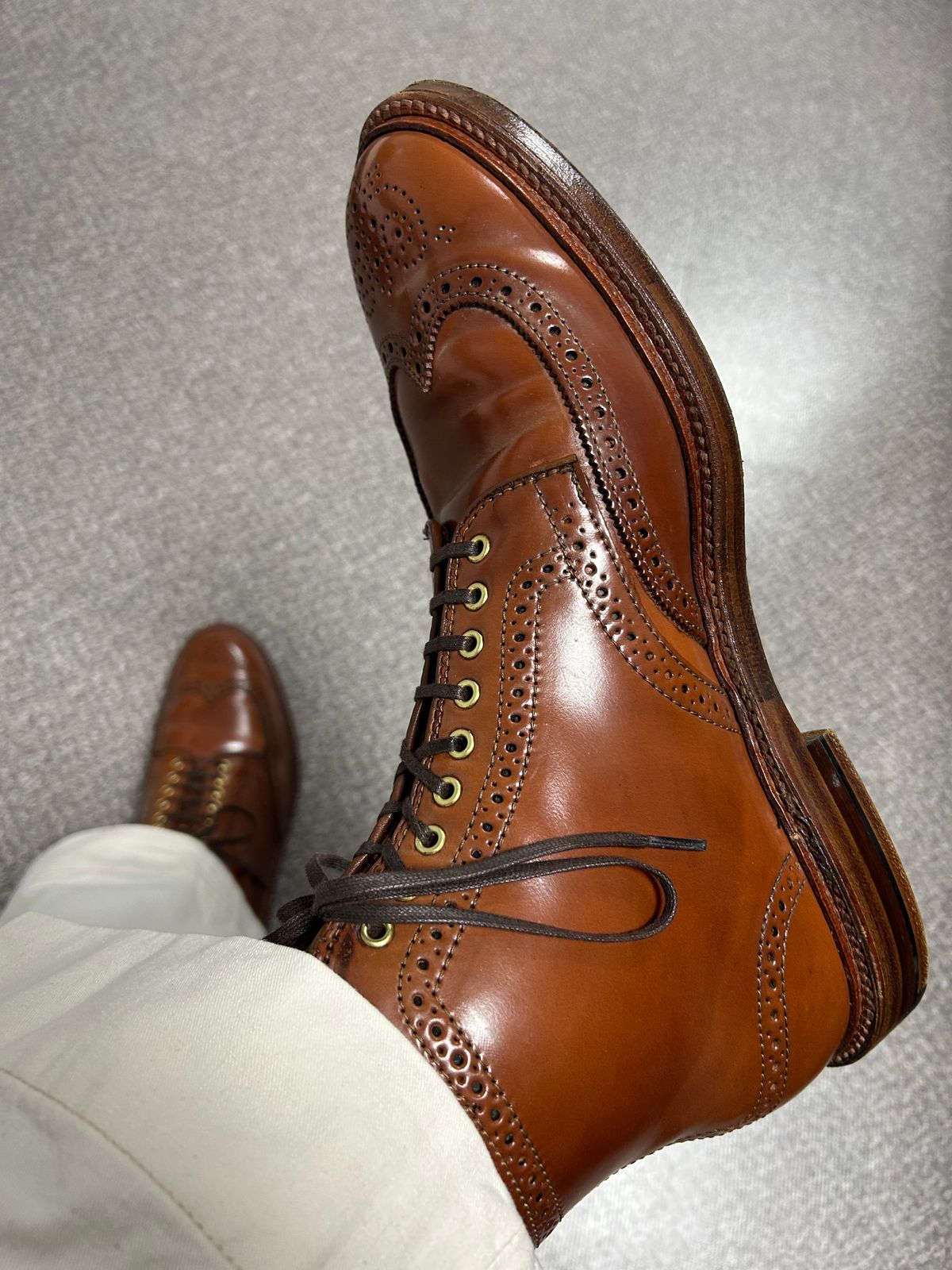 Photo by Patrick_Kwon on October 1, 2025 of the Alden Wingtip Boot in Horween Amaretto Shell Cordovan.