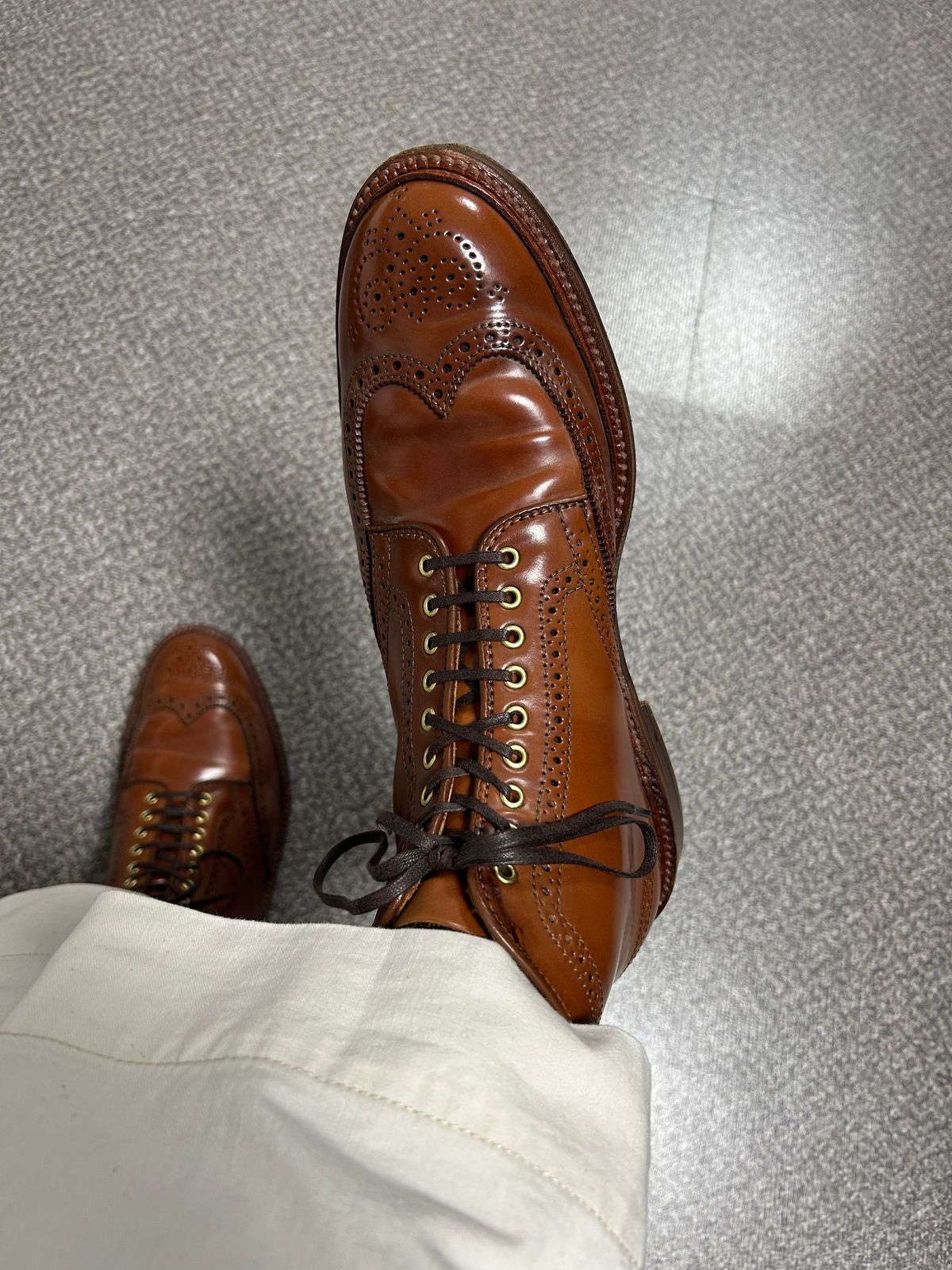 Photo by Patrick_Kwon on October 1, 2025 of the Alden Wingtip Boot in Horween Amaretto Shell Cordovan.