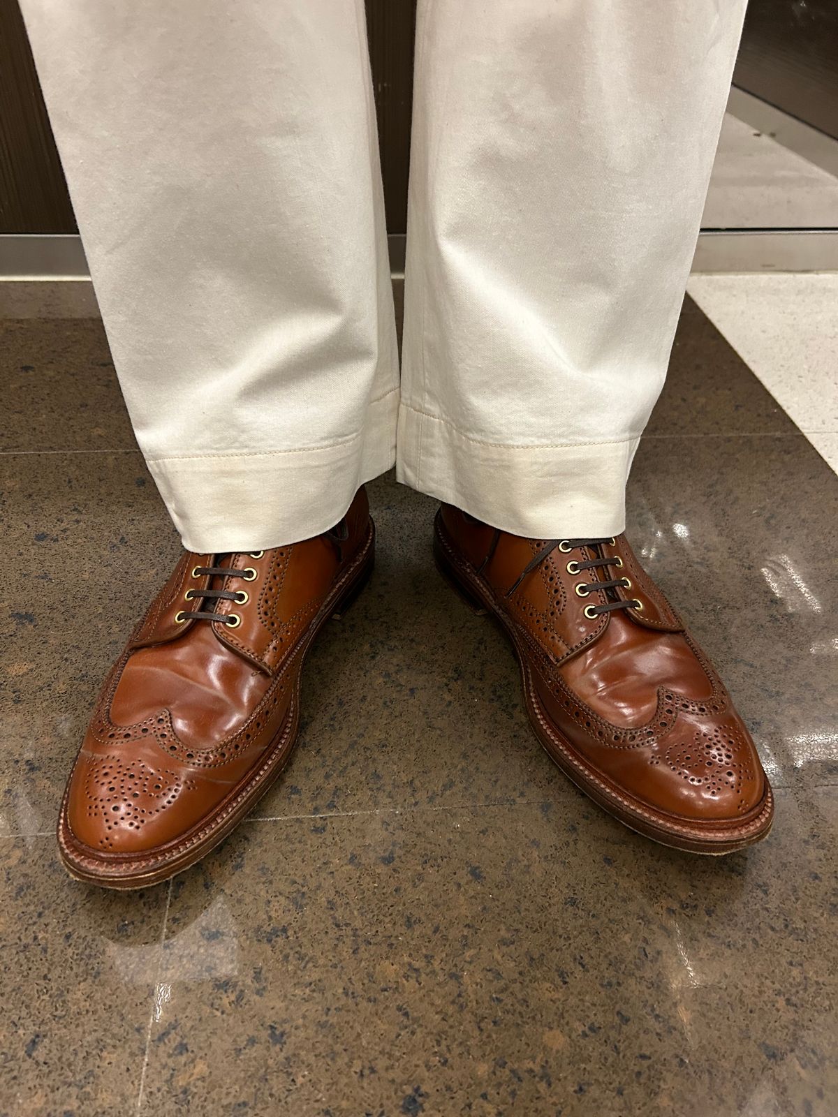 Photo by Patrick_Kwon on October 1, 2025 of the Alden Wingtip Boot in Horween Amaretto Shell Cordovan.