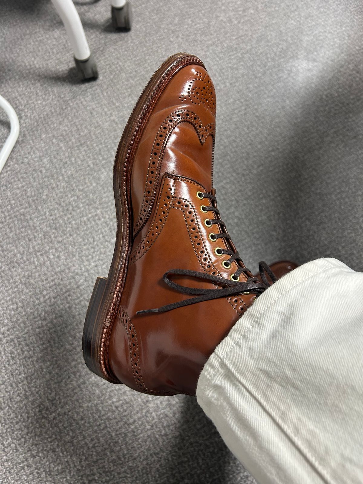 Photo by Patrick_Kwon on October 28, 2025 of the Alden Wingtip Boot in Horween Amaretto Shell Cordovan.
