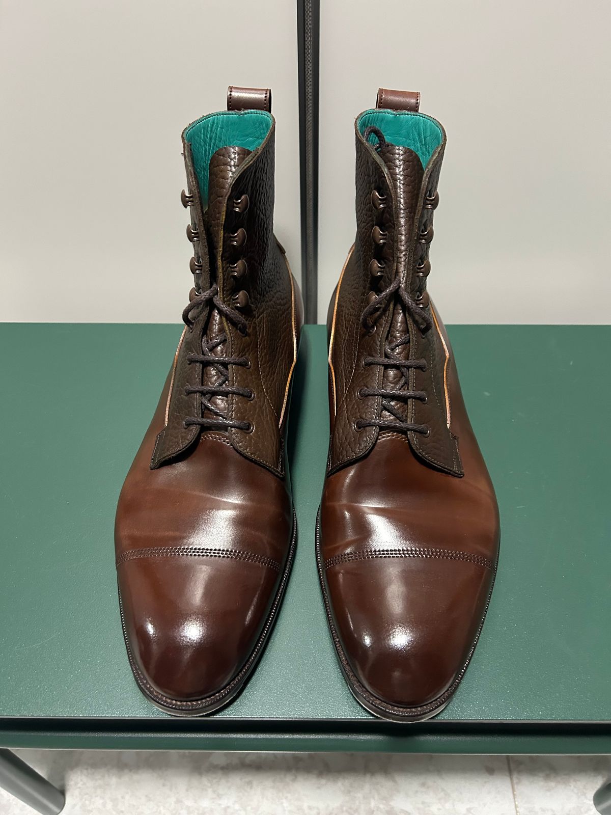 Photo by Patrick_Kwon on November 18, 2025 of the Edward Green Galway in Horween Cognac Shell Cordovan & Dark Brown London Grain.