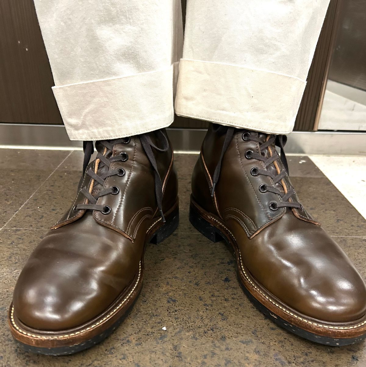 Photo by Patrick_Kwon on May 12, 2025 of the Role Club Boondockers in Horween Dark Cognac Shell Cordovan.