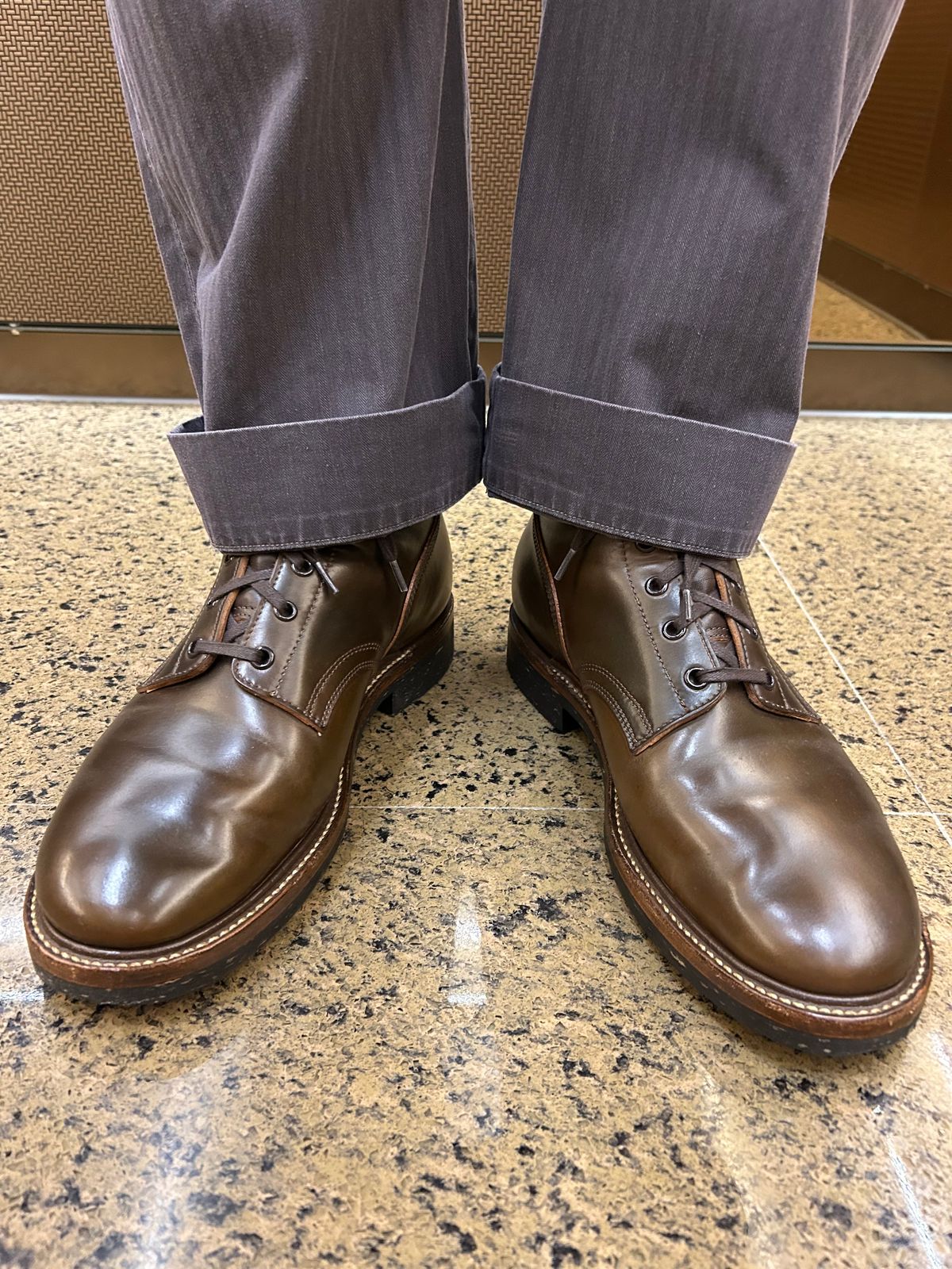 Photo by Patrick_Kwon on August 20, 2025 of the Role Club Boondockers in Horween Dark Cognac Shell Cordovan.