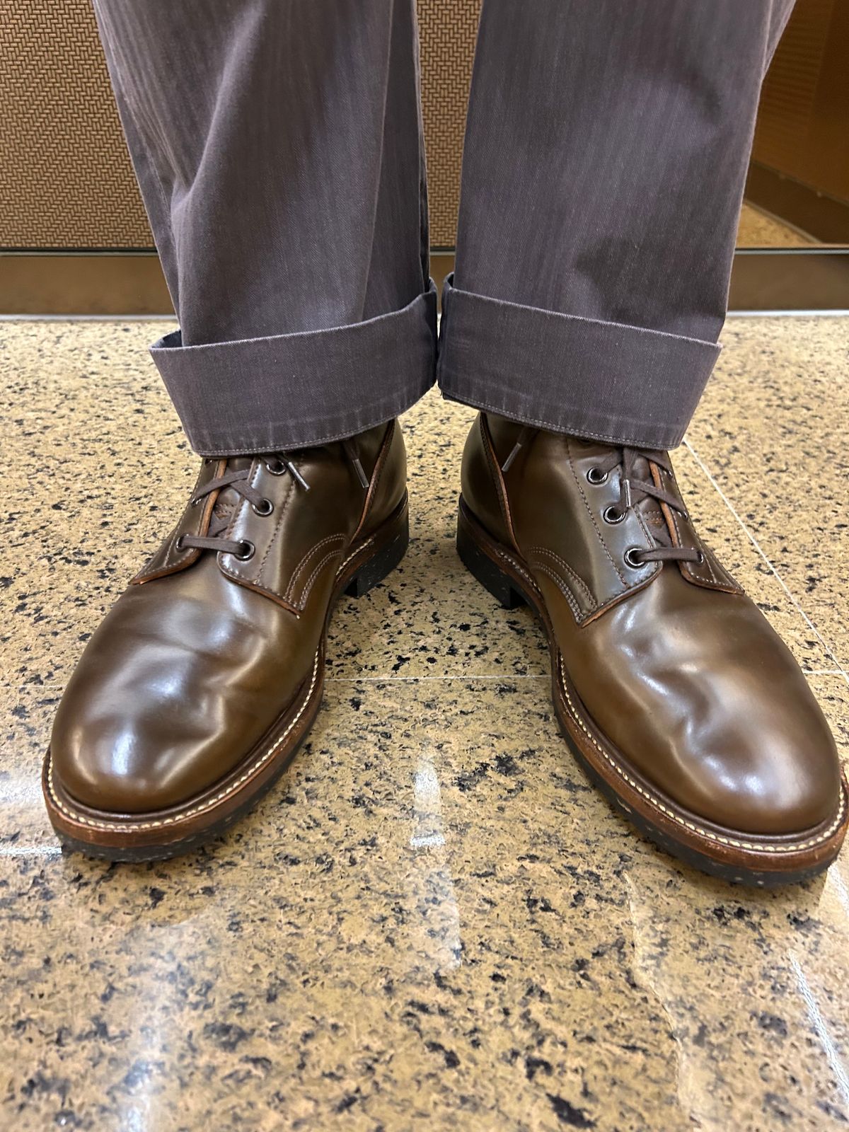 Photo by Patrick_Kwon on August 20, 2025 of the Role Club Boondockers in Horween Dark Cognac Shell Cordovan.