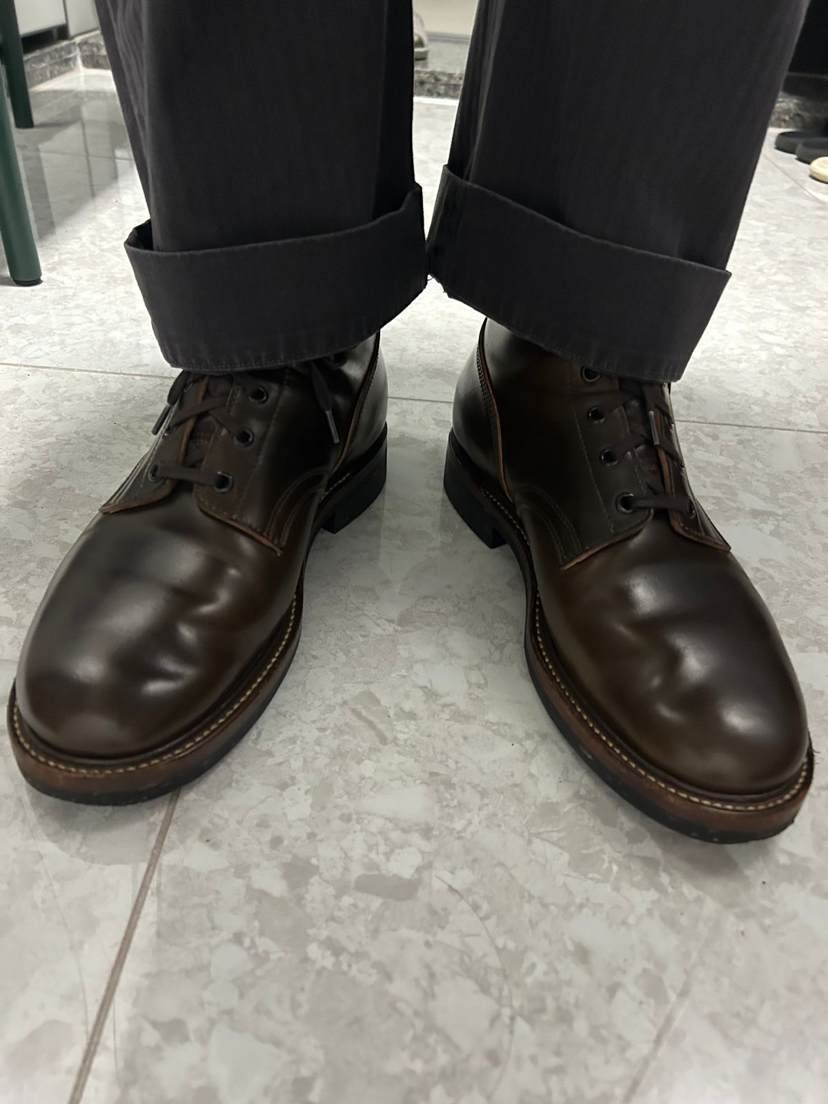 Photo by Patrick_Kwon on August 20, 2025 of the Role Club Boondockers in Horween Dark Cognac Shell Cordovan.