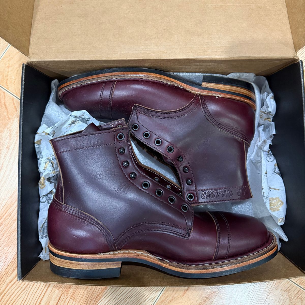 Photo by JumpinBananas on July 4, 2026 of the White's MP-Sherman Toe Cap in Horween Color 8 Chromexcel.