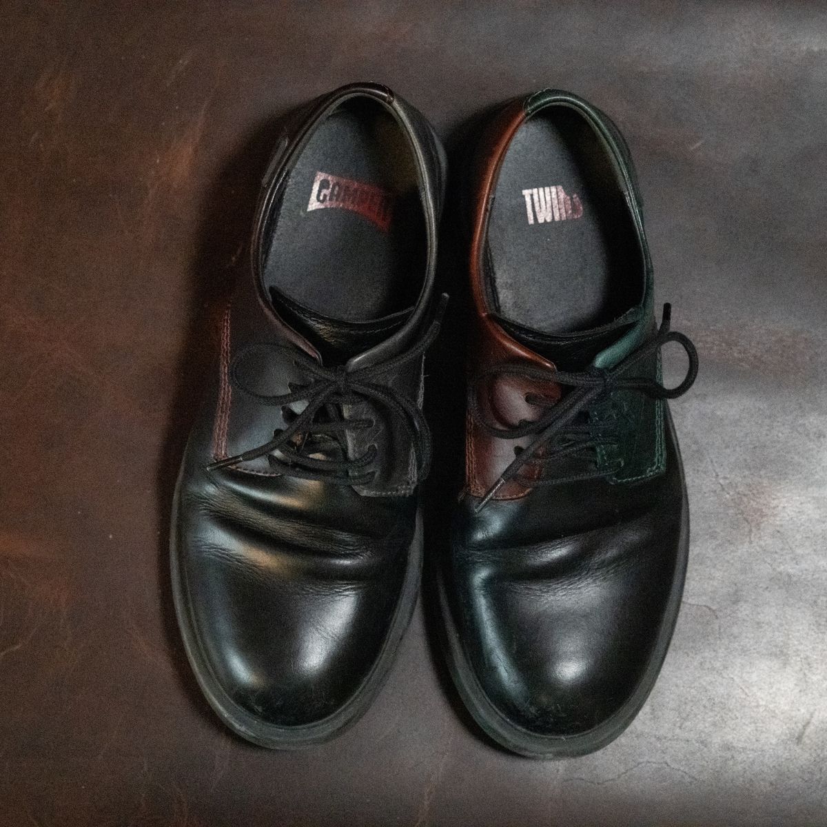 Photo by poppyseed55 on December 5, 2025 of the Camper Twins, multicolor shoes in Calfskin.