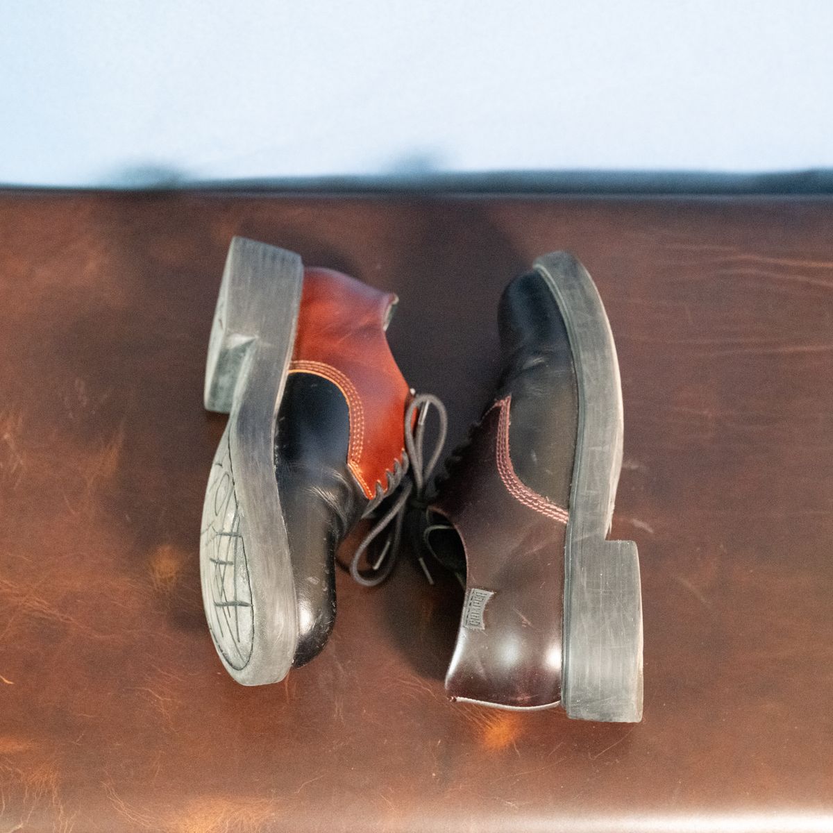 Photo by poppyseed55 on January 5, 2026 of the Camper Twins, multicolor shoes in Calfskin.