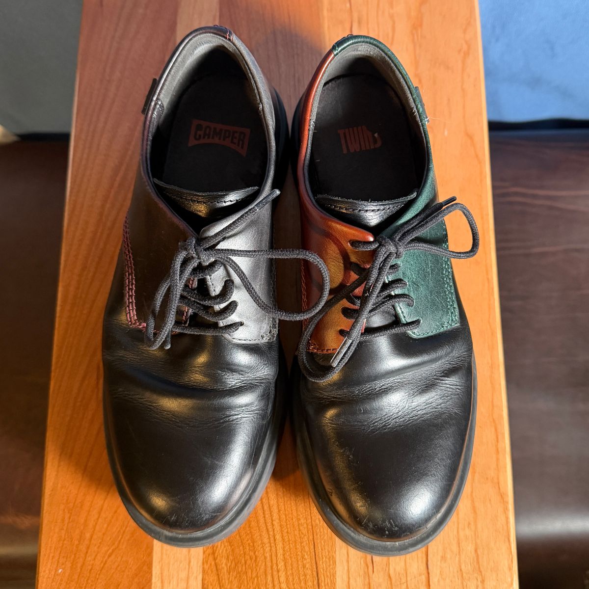 Photo by poppyseed55 on January 5, 2026 of the Camper Twins, multicolor shoes in Calfskin.