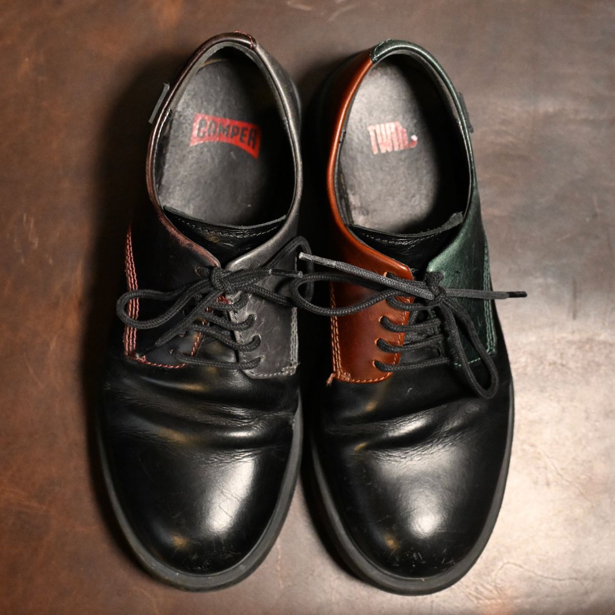 Photo by poppyseed55 on February 5, 2026 of the Camper Twins, multicolor shoes in Calfskin.