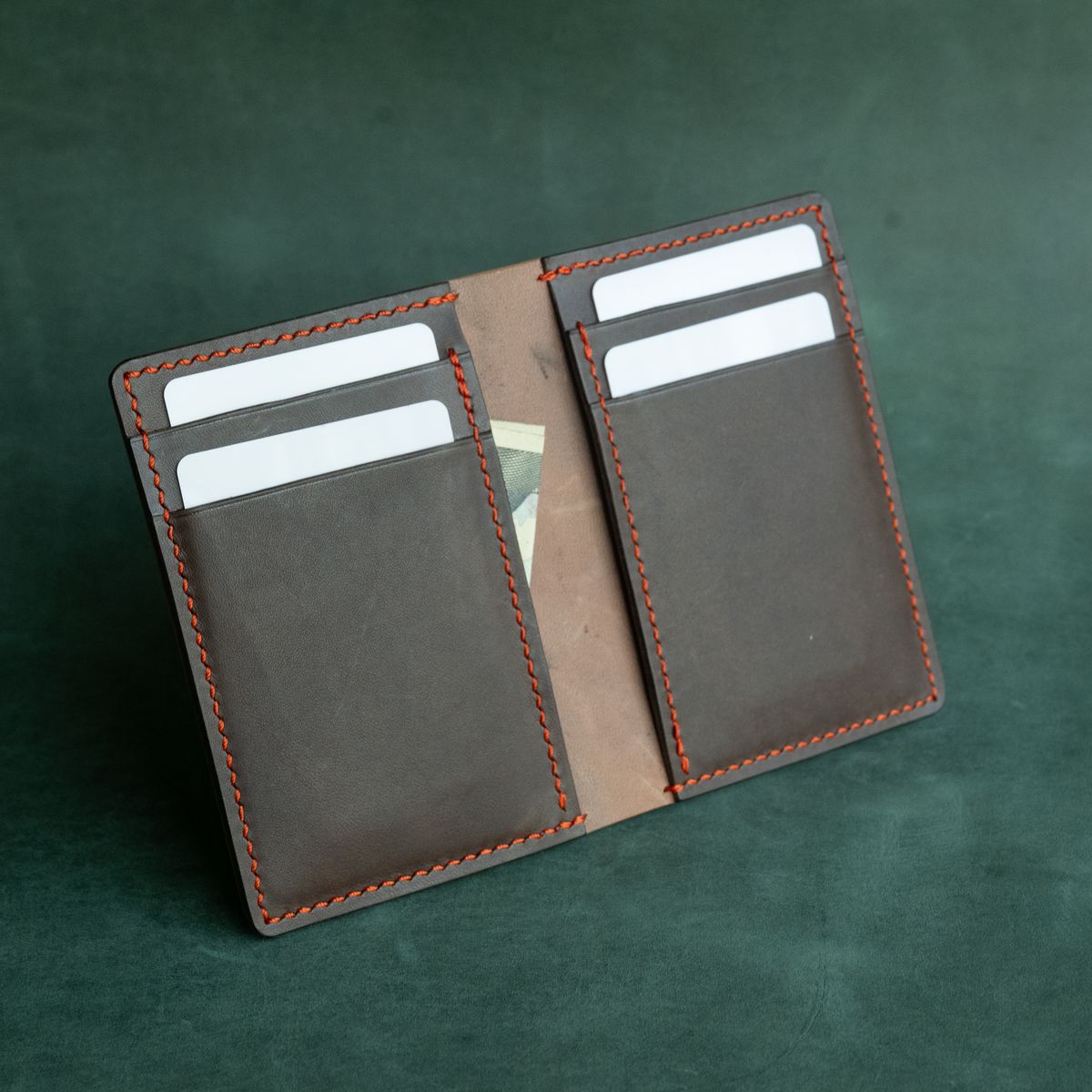 Photo by poppyseed55 on October 5, 2025 of the Self-Made Bifold in Horween Dark Cognac Shell Cordovan & Conceria Walpier Chocolate Buttero.