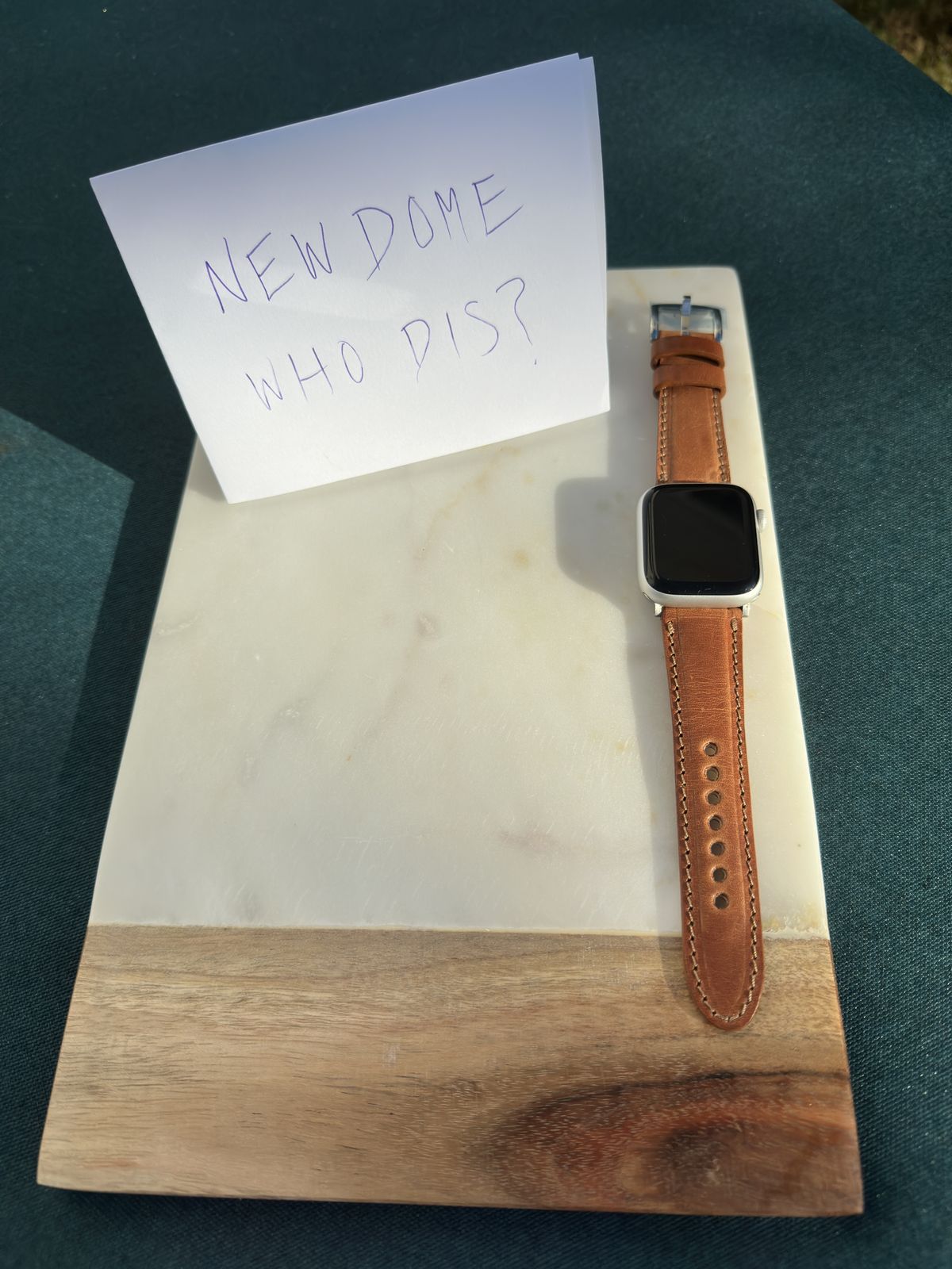 Photo by amac16 on October 1, 2025 of the Olpr Horween Leather Apple Watch Band in Horween Natural Dublin.