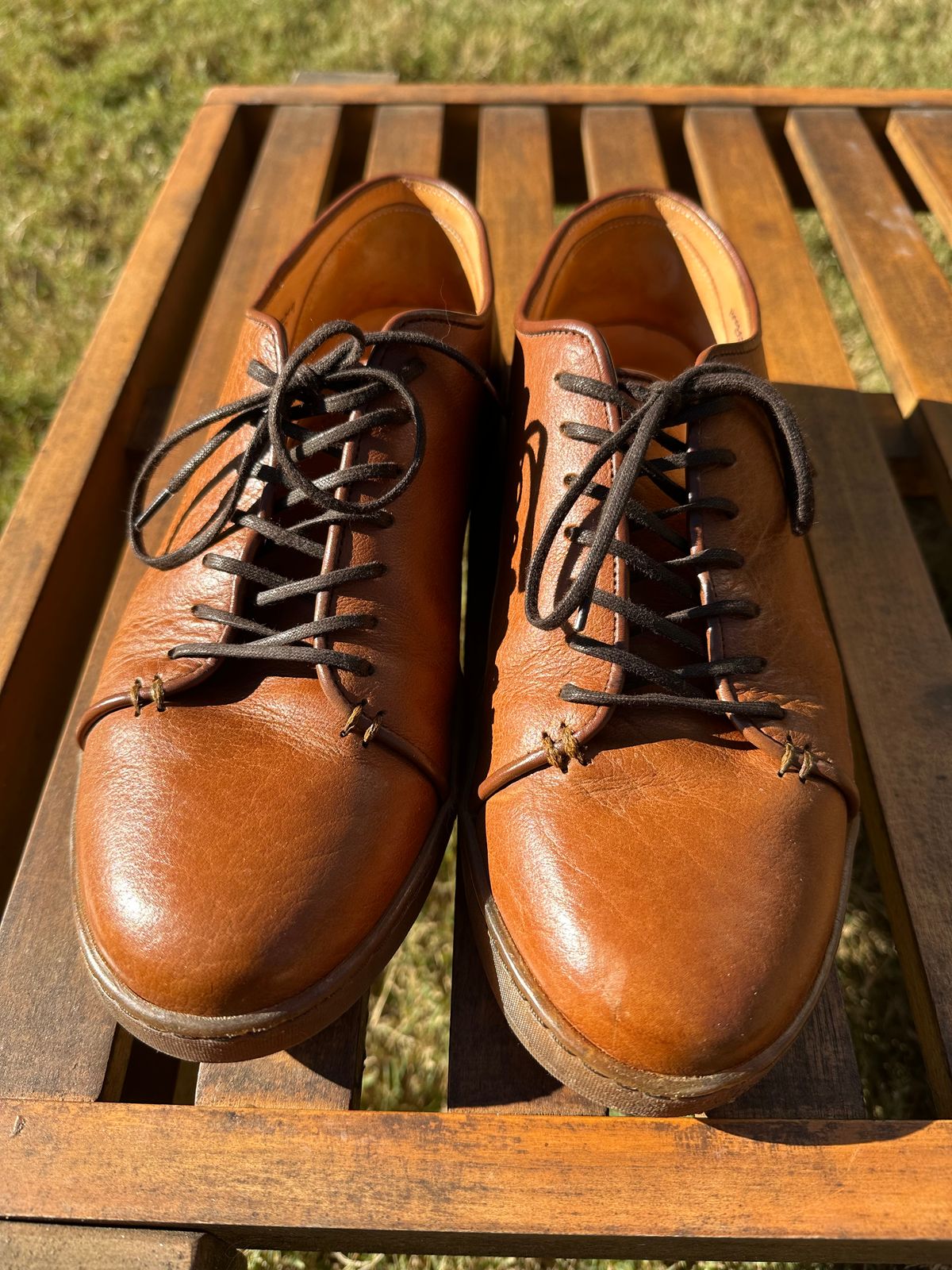 Photo by amac16 on November 3, 2025 of the Crown Northampton Harlestone in Olive Oil Tan Horween Buffalo.