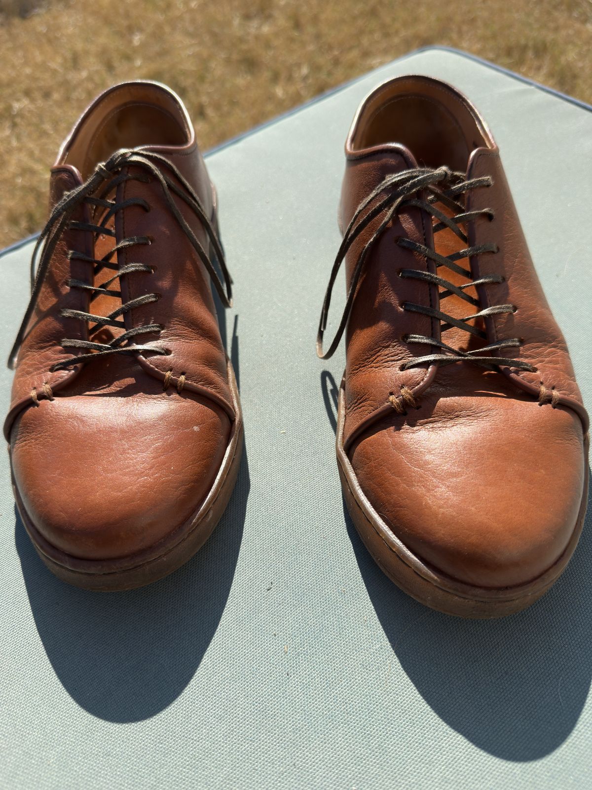 Photo by amac16 on December 3, 2025 of the Crown Northampton Harlestone in Olive Oil Tan Horween Buffalo.