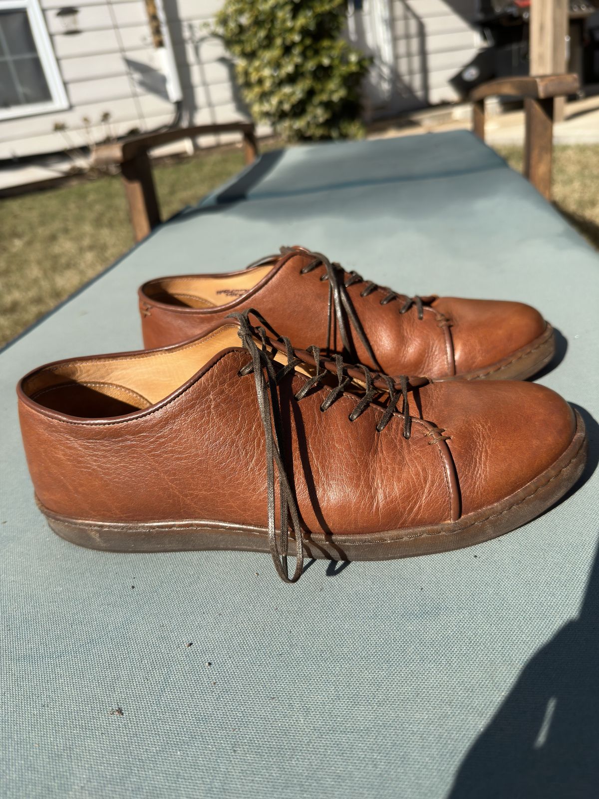 Photo by amac16 on December 3, 2025 of the Crown Northampton Harlestone in Olive Oil Tan Horween Buffalo.