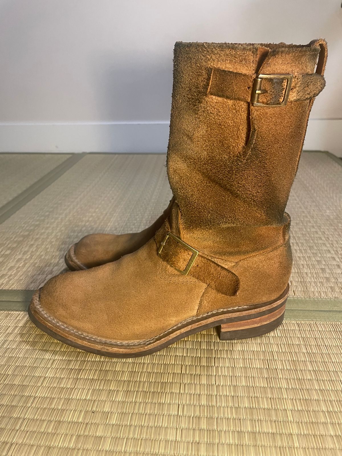 Photo by leafjar77 on January 6, 2025 of the Wesco x Ship John Derroll Boot in Seidel British Tan Domain Roughout.