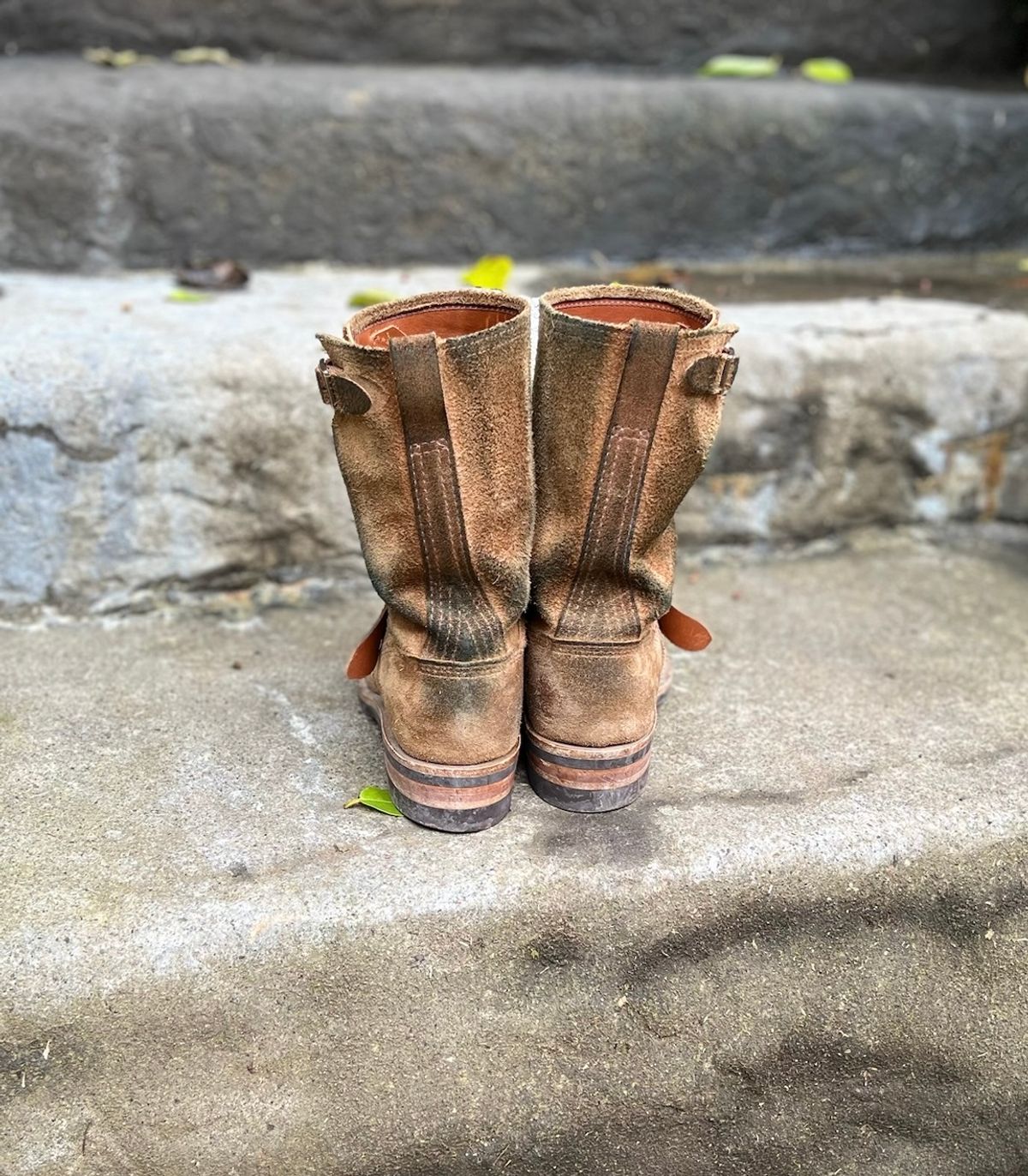 Photo by leafjar77 on January 22, 2025 of the Wesco x Ship John Derroll Boot in Seidel British Tan Domain Roughout.