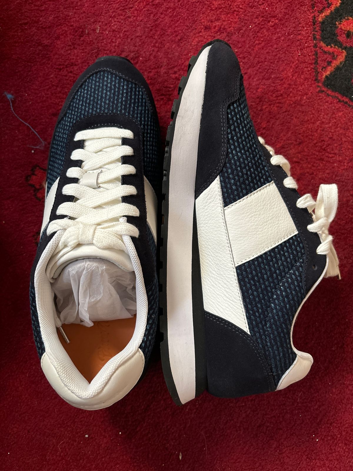 Photo by ryantaylor1115 on October 1, 2024 of the Blue In Green Indigo Selvedge Sashiko Trainer in Indigo Selvedge Sashiko.