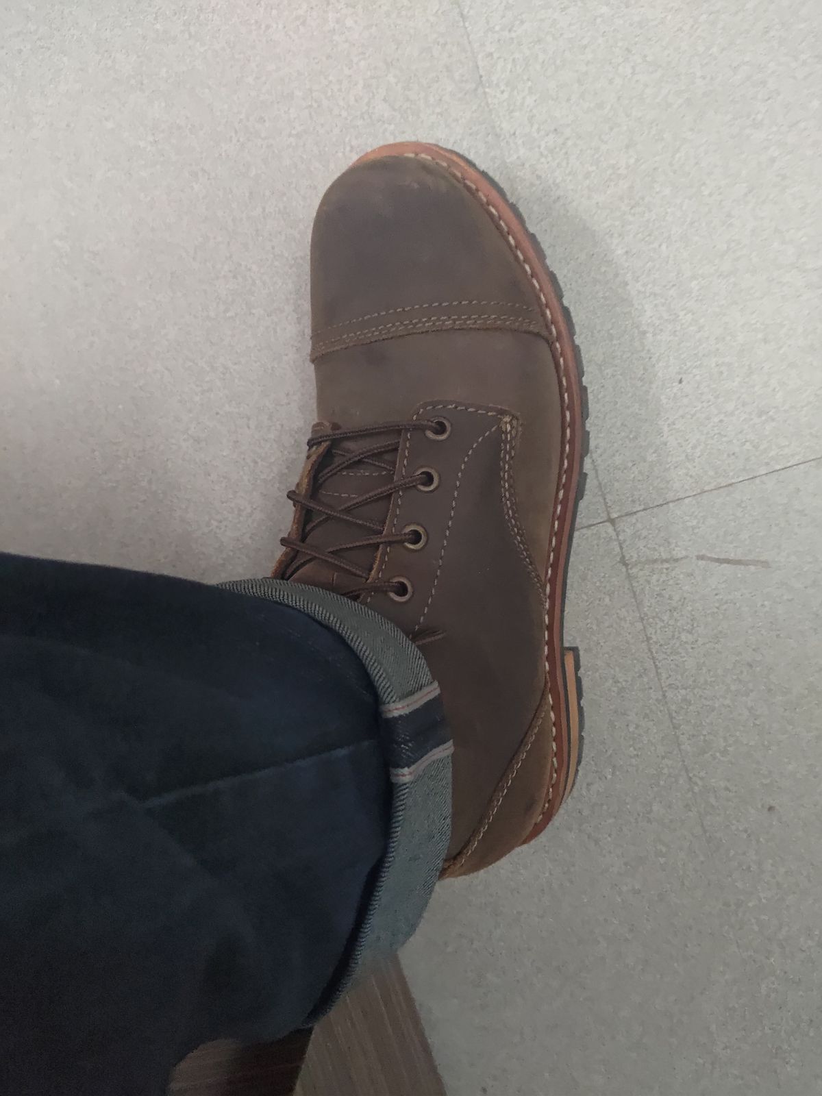 Photo by avikishoresoni on March 16, 2025 of the Craft & Glory Ranger Boots 6" (Vintage Brown) Goodyear Welted in Full Grain Waxed Water Buffalo.