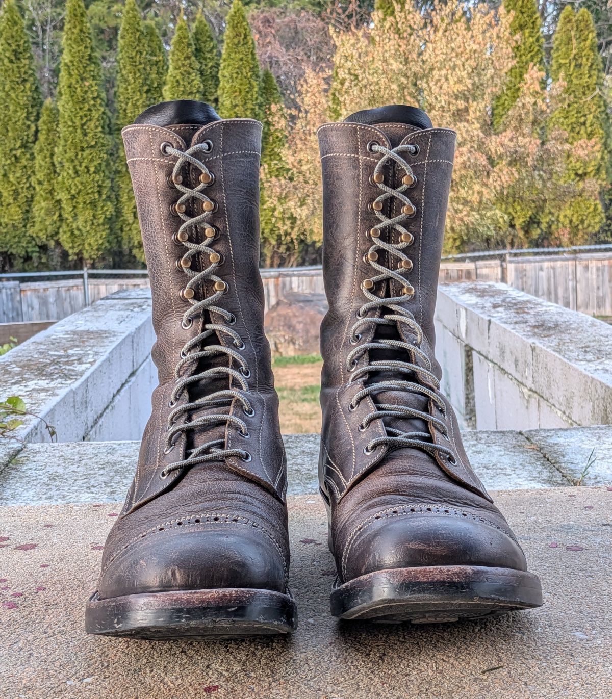 Photo by mari on December 1, 2025 of the Caswell Boot Company Caswell x Fortis Munson in Gallun Charcoal Teton Stag.