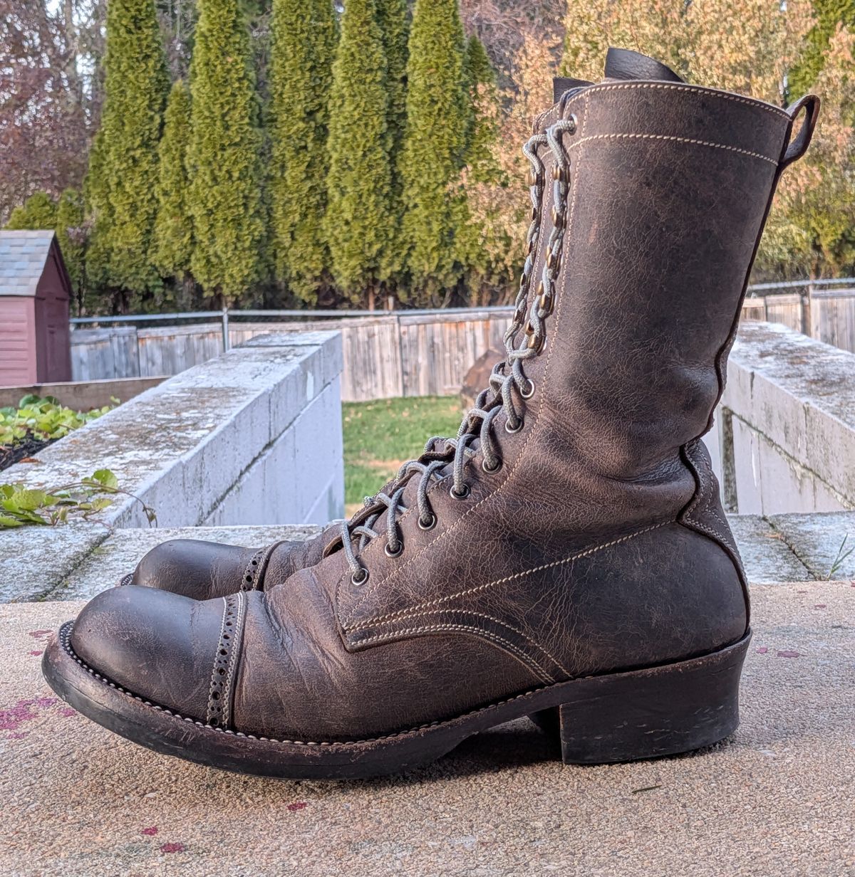 Photo by mari on December 1, 2025 of the Caswell Boot Company Caswell x Fortis Munson in Gallun Charcoal Teton Stag.