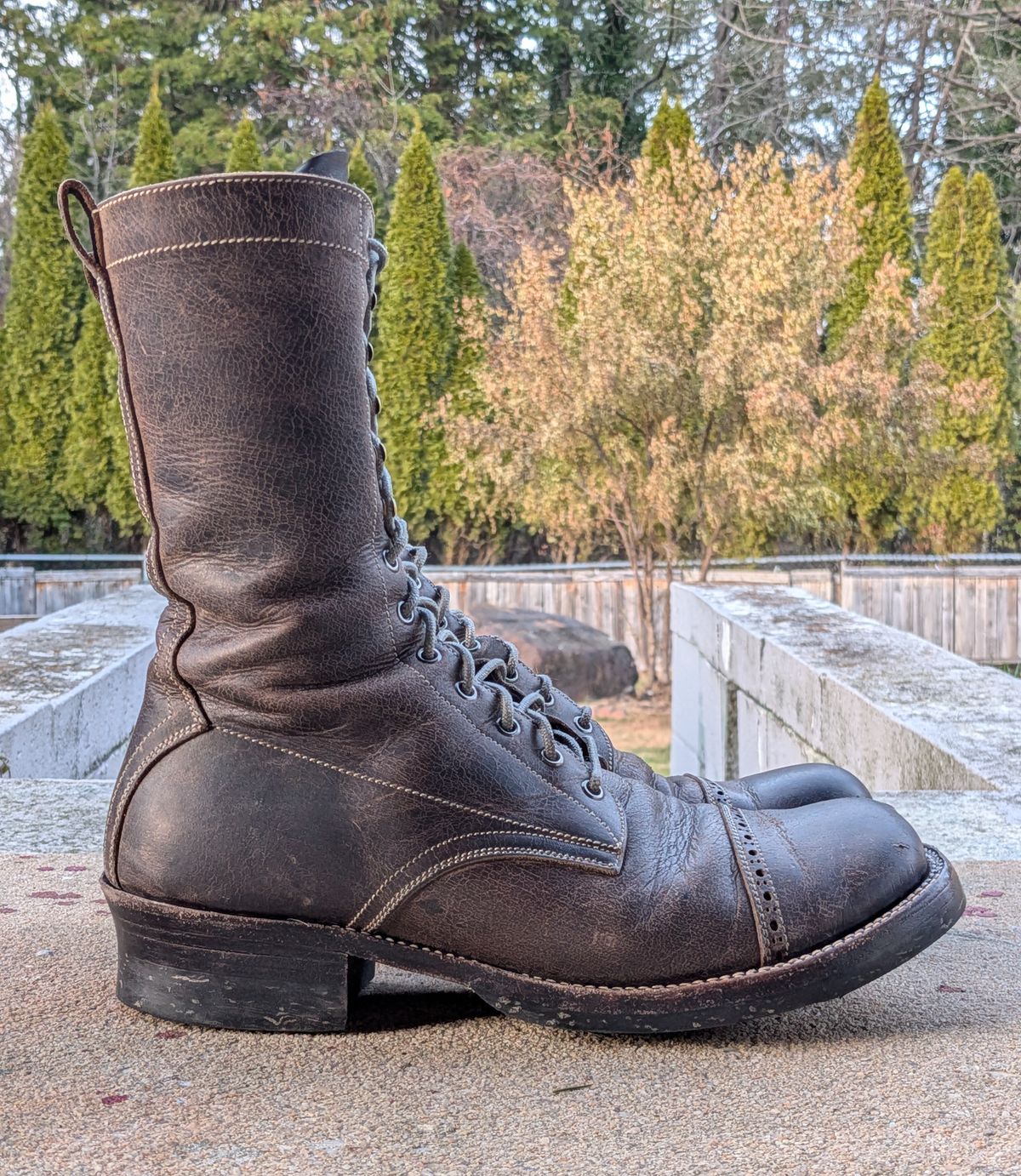 Photo by mari on December 1, 2025 of the Caswell Boot Company Caswell x Fortis Munson in Gallun Charcoal Teton Stag.