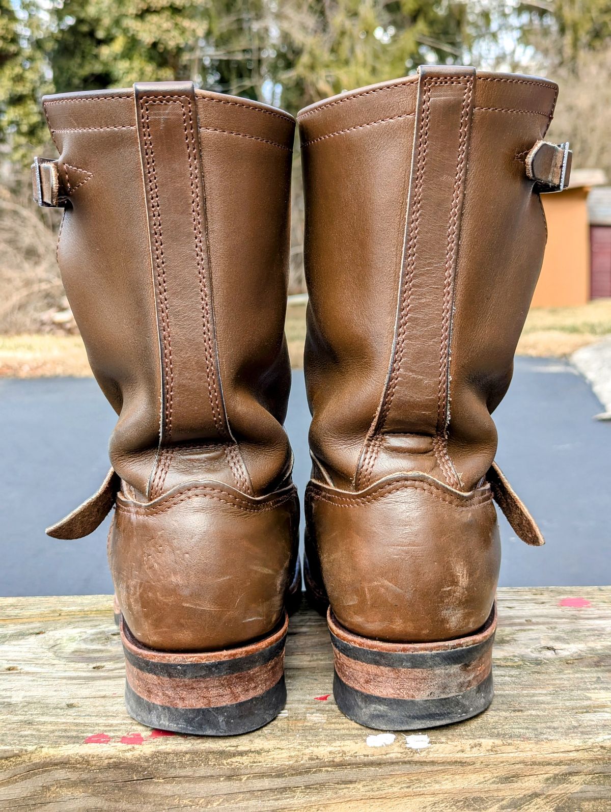 Photo by mari on March 1, 2025 of the Keystone Shoe Company Biker Boot (Engineer) in Horween Dark Brown Latigo.