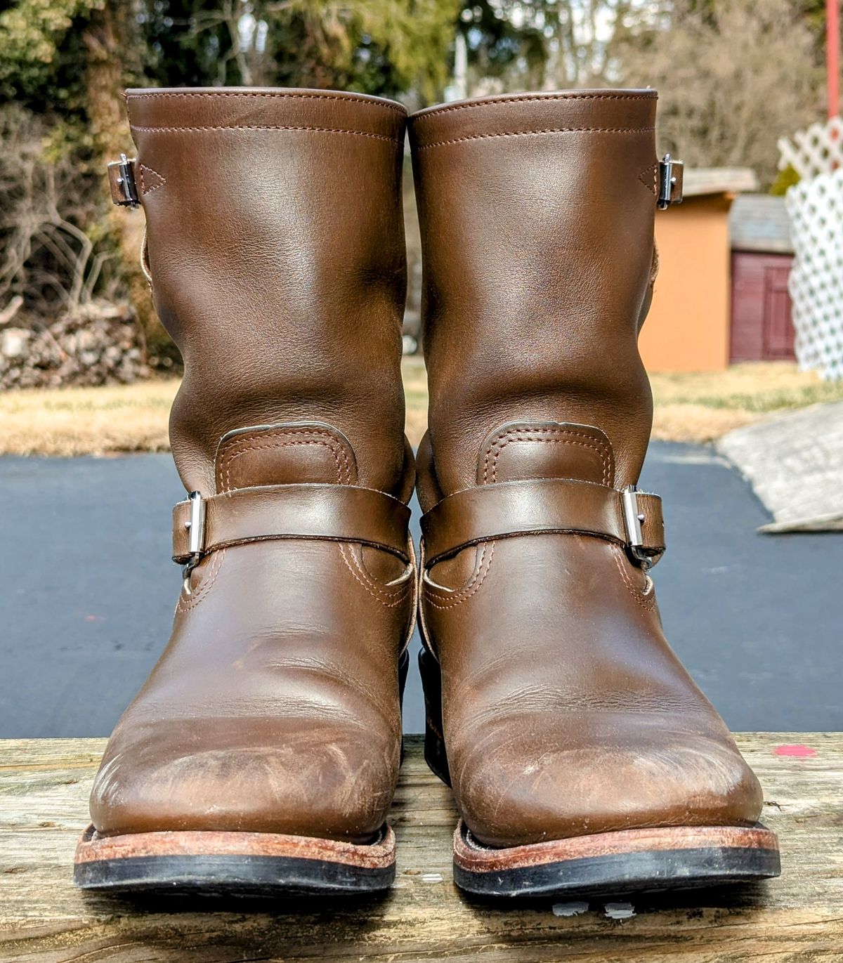 Photo by mari on March 1, 2025 of the Keystone Shoe Company Biker Boot (Engineer) in Horween Dark Brown Latigo.