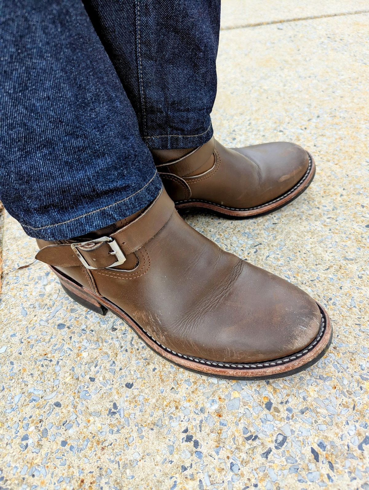 Photo by mari on March 22, 2025 of the Keystone Shoe Company Biker Boot (Engineer) in Horween Dark Brown Latigo.