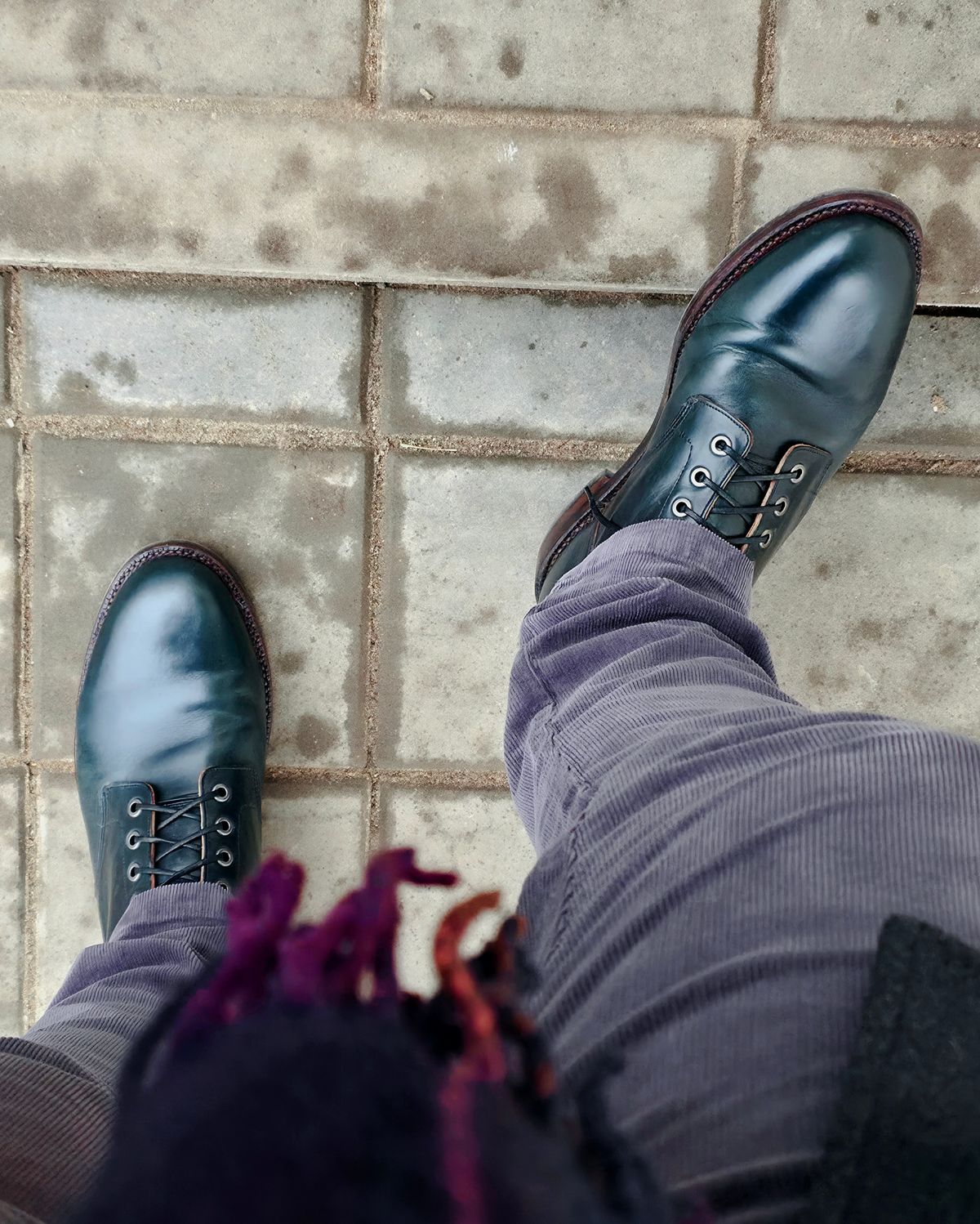 Photo by VladKniaz. on December 3, 2025 of the Grant Stone Diesel Boot in Horween Navy Chromexcel.