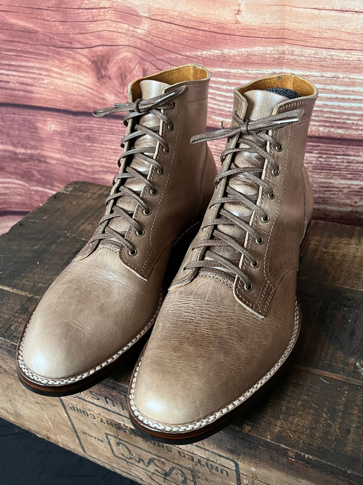 Photo by dieseldoc25 on April 2, 2026 of the Oldspeed MFG Type 1 Service Boot in Horween Natural Chromexcel.