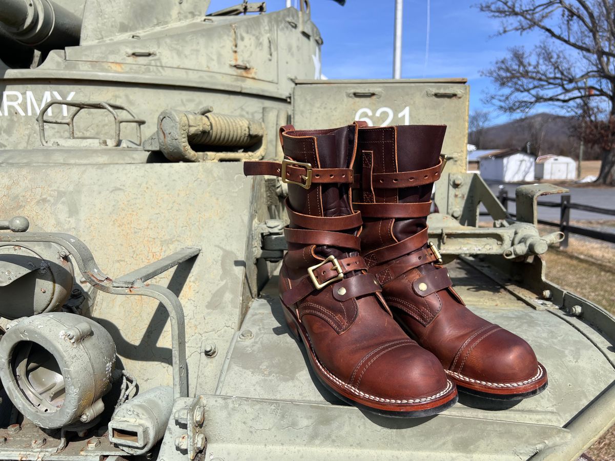 Photo by dieseldoc25 on February 24, 2026 of the Nicks Heritage TankerPro in Horween Orange Predator.