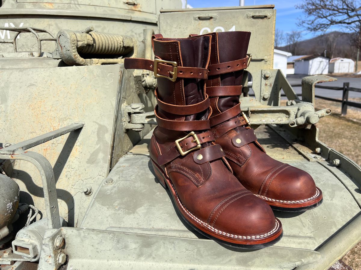 Photo by dieseldoc25 on February 24, 2026 of the Nicks Heritage TankerPro in Horween Orange Predator.