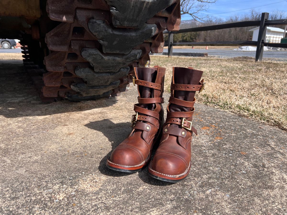 Photo by dieseldoc25 on February 24, 2026 of the Nicks Heritage TankerPro in Horween Orange Predator.