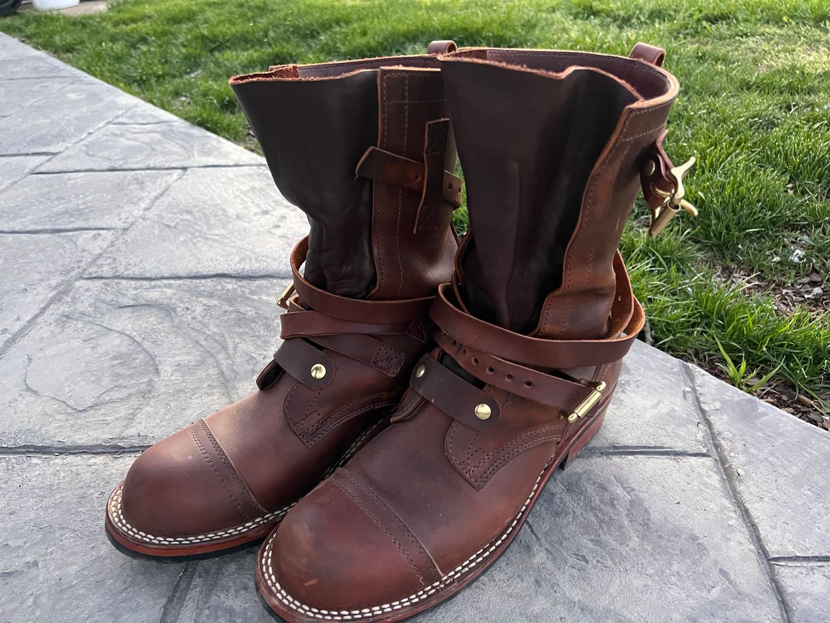 Photo by dieseldoc25 on April 7, 2026 of the Nicks Heritage TankerPro in Horween Orange Predator.